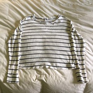 Charolette Russe Stripped Long sleeved Cropped Shirt